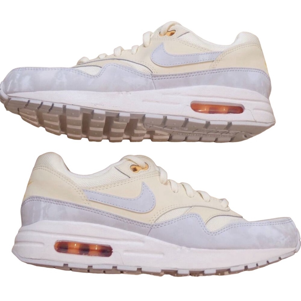 Nike Air Max 1 Big Kids' Shoes DZ3307-102 Pale Ivory/Melon Tint/White/Football